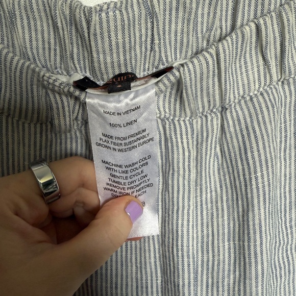 Quince Blue / white Striped Linen Pants - Picture 3 of 3